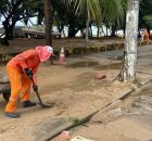 Prefeitura de Olinda manteve equipes de limpeza urbana mobilizadas em diferentes pontos da cidade.