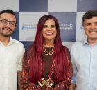 Gleide &Acirc;ngelo ao lado de Lula e Eduardo da Fonte.