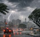 Alerta severo de tempestades no Brasil.