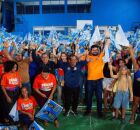 C&eacute;sar Ramos cumprindo agende de campanha. 