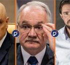 Ministros do STF, Alexandre de Moraes e Edson Fachin e o banqueiro Daniel Vorcaro
