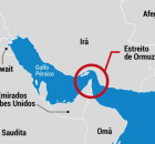 Mapa regi&atilde;o do Estreito de Ormuz