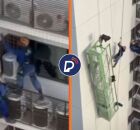 Trabalhadores ficam suspensos ap&oacute;s problemas no andaime