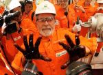 Presidente Lula em plataforma da Petrobras.