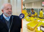 Imagem do presidente Lula dividia com um trabalhador dos Correios.