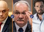Ministros do STF, Alexandre de Moraes e Edson Fachin e o banqueiro Daniel Vorcaro