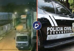 Local onde o crime ocorreu e viatura da PCPE.