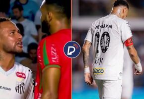 Neymar discutiu com zagueiro do Velo Clube dentro de campo.