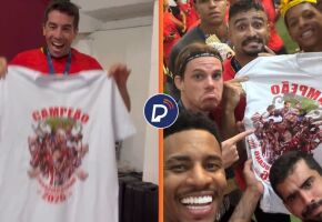 Meia do Sport tira onda e exp&otilde;e camisa feita pelo N&aacute;utico para comemorar t&iacute;tulo pernambucano.