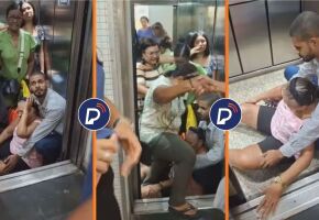 Pessoas em elevador que despencou de nove andares no Recife.