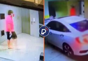 Imagens de c&acirc;mera de seguran&ccedil;a do pr&eacute;dio que empres&aacute;rio invadiu.