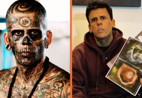 Homem considerado o mais tatuado do Brasil.