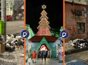 Decora&ccedil;&atilde;o no Recife Antigo e Lixo pelas ruas no entorno. 