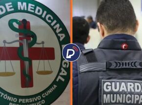 Fachada do IML e guardas municipais.