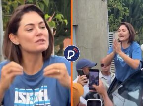 Michelle Bolsonaro marca presen&ccedil;a no ato convocado por Nikolas.