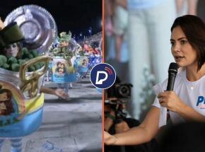 Apresenta&ccedil;&atilde;o de uma das alas da escola Acad&ecirc;micos de Niter&oacute;i e Michelle Bolsonaro.