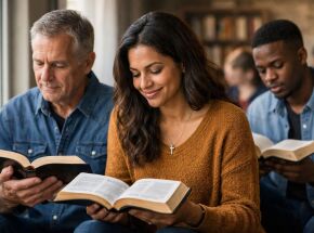Pessoas lendo a b&iacute;blia 