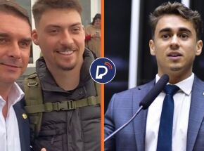 Fl&aacute;vio Bolsonaro, Jair Renan Bolsonaro e Nikolas Ferreira. 