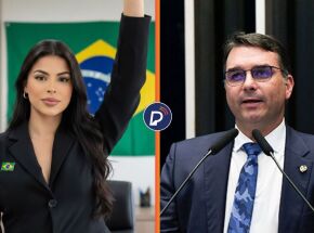 Sophia Barclay e Fl&aacute;vio Bolsonaro.