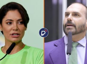 Michelle Bolsonaro e Eduardo Bolsonaro.