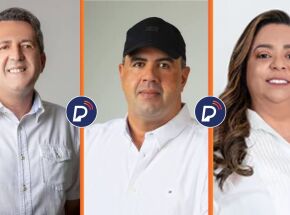 Prefeitos Branco de Geraldo, Marcone Santos e Helbinha Rodrigues.