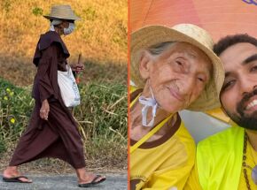 Dona Lurdinha, a devota de S&atilde;o Francisco realiza a caminhada h&aacute; 24 anos.