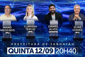 Debate entre candidatos a prefeito de Jaboatão acontece nesta quinta-feira (12).