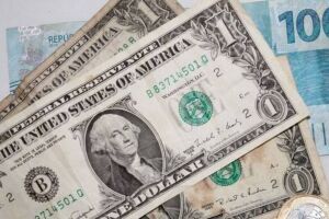 D&oacute;lar e moeda do real.