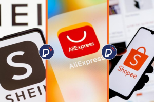 Aplicativos da Shein, AliExpress e Shopee. 