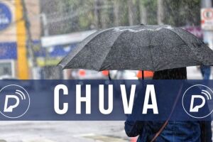 Inmet: chuva na rua e pessoa com guarda-chuva.