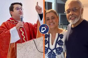 Padre processado e Gilberto Gil ao lado da filha Preta.