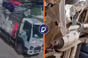 Caminh&atilde;o da Neoenergia que perdeu o controle e invadiu casa.