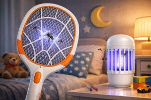 L&acirc;mpada de LED e Raquete de Insetos 