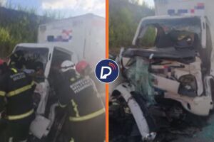 Resultado da colis&atilde;o entre caminhonete e caminh&atilde;o na BR-101, em Ipojuca.