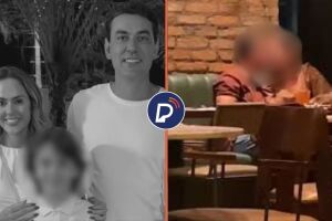 Sarah Ara&uacute;jo, ao lado do marido, secret&aacute;rio de prefeitura junto do filho e suposto momento da trai&ccedil;&atilde;o.