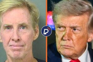 Ryan Routh, condenado sentenciado &agrave; perp&eacute;tua e Donald Trump.