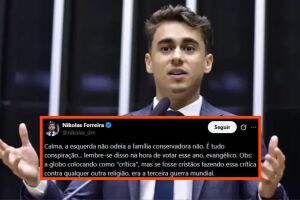 Nikolas Ferreira critica escola de samba que satirizou evang&eacute;licos em homenagem a Lula