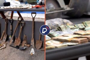 Materiais usado na escava&ccedil;&atilde;o de t&uacute;nel e dinheiro uruguaio resgatado ap&oacute;s assalto frustrado.