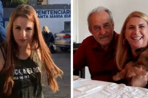 Suzane, que tirou o sobrenome Richthofen; Miguel Netto, seu tio; e Carmem Magnani, prima dele. 