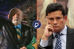 Boneco do presidente Lula em escola de samba e senador Sergio Moro.