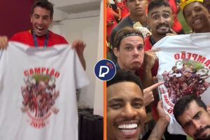 Meia do Sport tira onda e exp&otilde;e camisa feita pelo N&aacute;utico para comemorar t&iacute;tulo pernambucano.