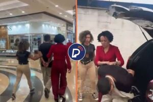 Momento em que cozinheiro foragido &eacute; preso em shopping.