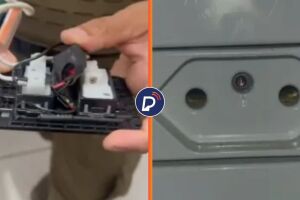 Funcion&aacute;ria encontra c&acirc;mera escondida em banheiro.