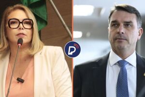 Vereadora do PT no Recife, Liana Cirne, e senador Fl&aacute;vio Bolsonaro.