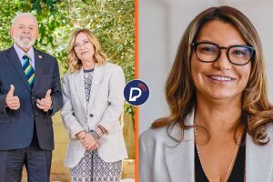 Lula ao lado de Giorgia Meloni e a primeira-dama Janja.