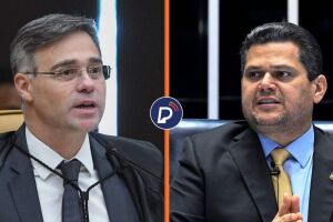 Ministro do STF Andr&eacute; Mendon&ccedil;a e presidente do Senado Davi Alcolumbre.