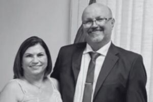 Prefeito Nelson Antonio Rozani, de Vista Alegre do Alto, ao lado da esposa, a primeira-dama Rosa de F&aacute;tima.