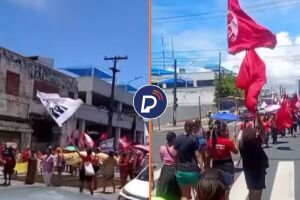 Protesto por moradia na Avenida Cruz Cabug&aacute;, &aacute;rea central do Recife.