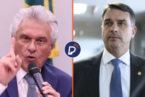 Ronaldo Caiado e Fl&aacute;vio Bolsonaro.