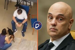 Jair Bolsonaro com Michele Bolsonaro (&agrave; esquerda). Alexandre de Moraes (&agrave; direita).